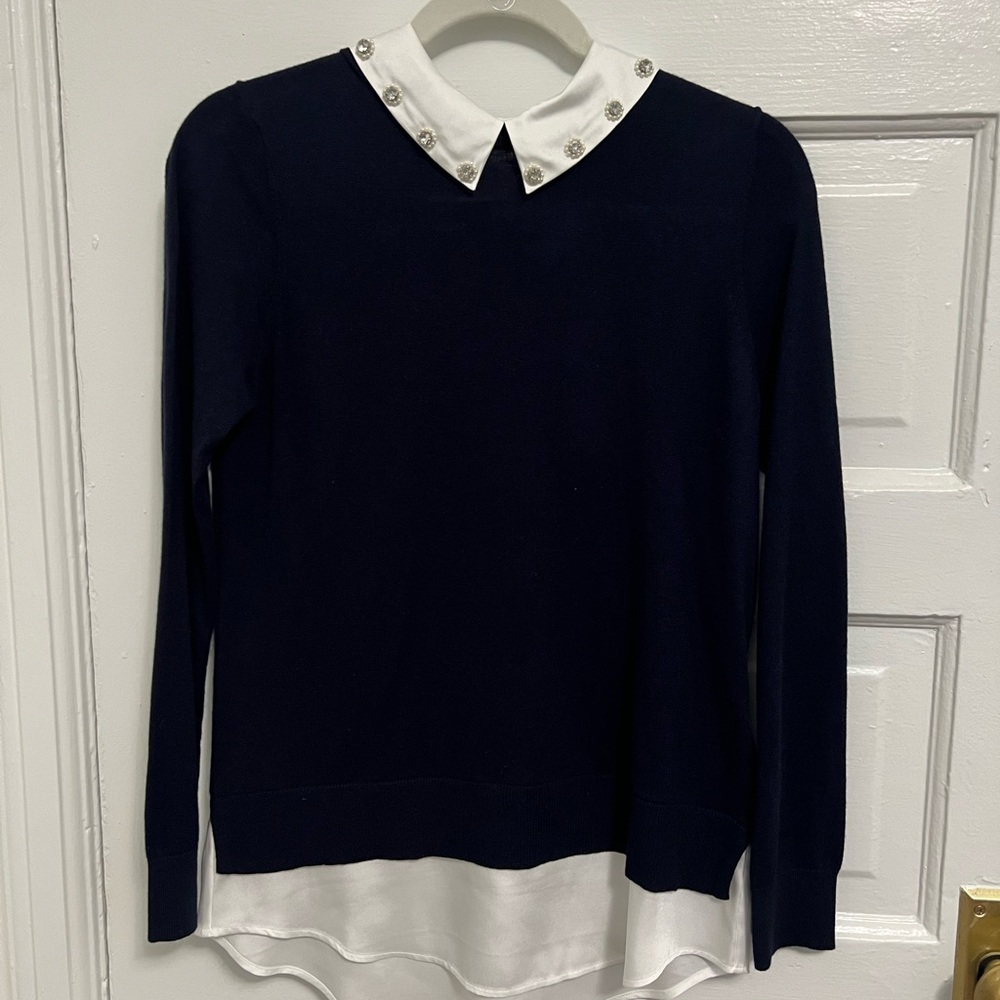 Ted Baker Dark Navy Sweater with embellished collar